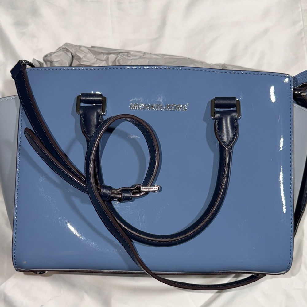 Michael Kors Glossy Blue Satchel